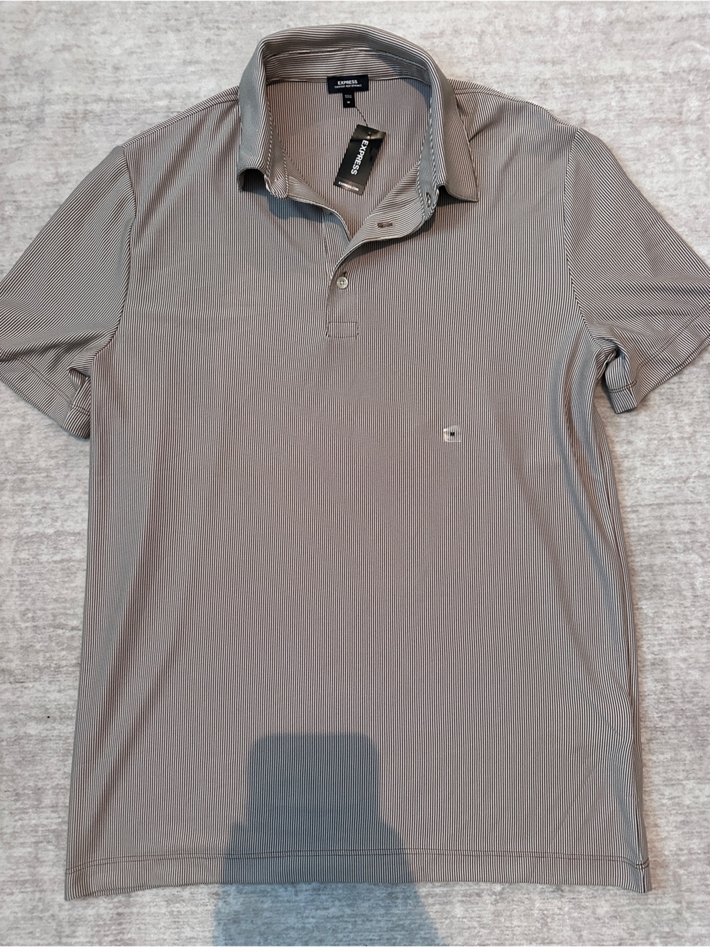 Express Men's Light Gray Ribbed Polo